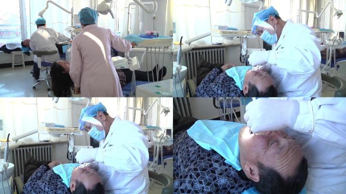 牙科诊室医生给病人治疗治牙