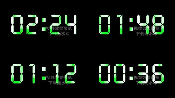 4K绿色液晶数字倒数3分钟通道
