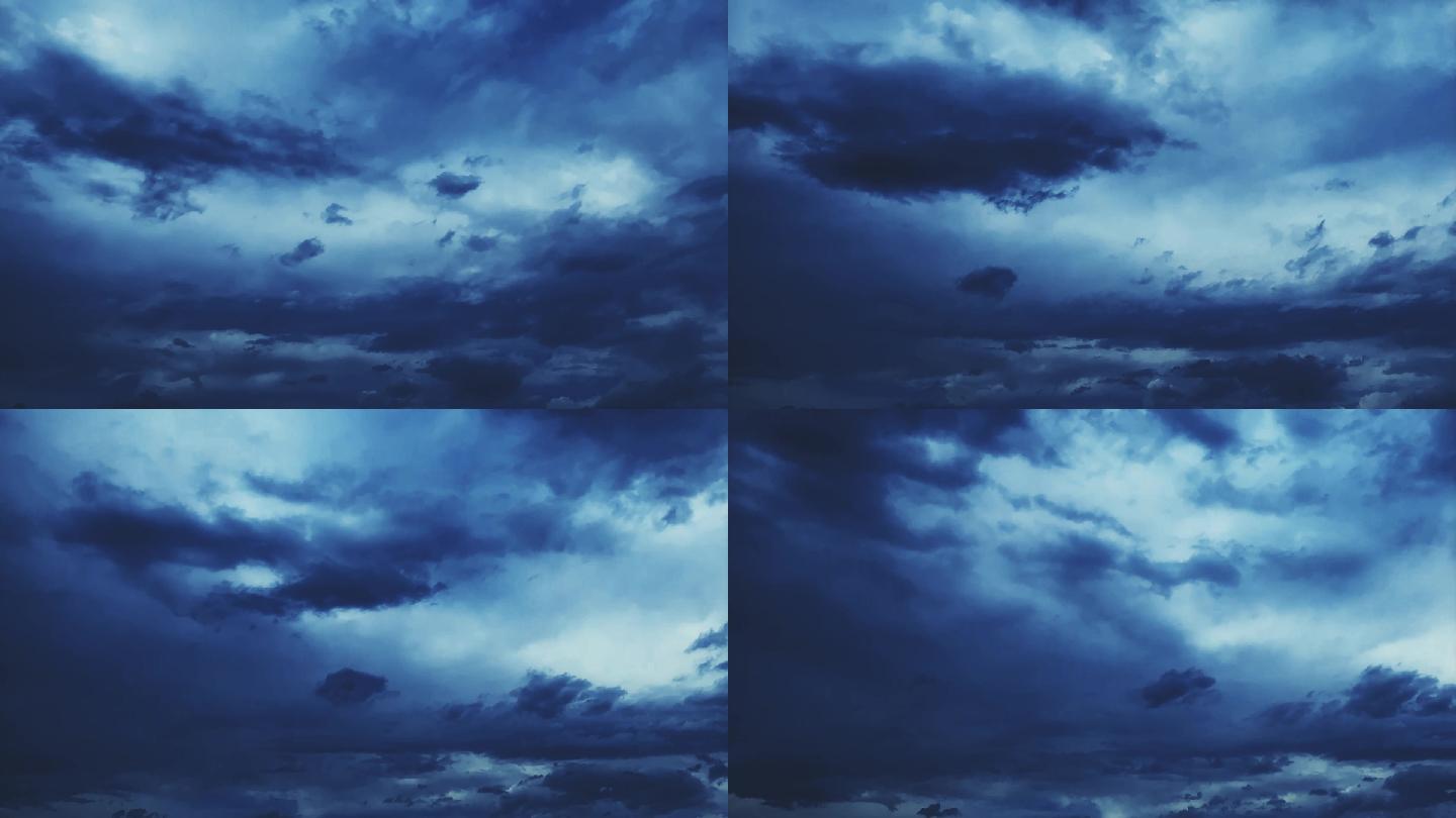 【HD天空】蓝色忧郁阴郁阴霾碎云深蓝云层