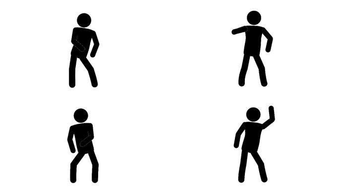 图标男子舞蹈人物动画。