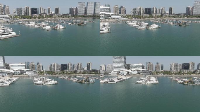 厦门海湾内排列整齐的私人游艇