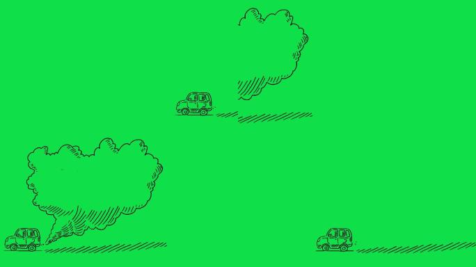 碳排放汽车动画抠像通道特效视频扁平