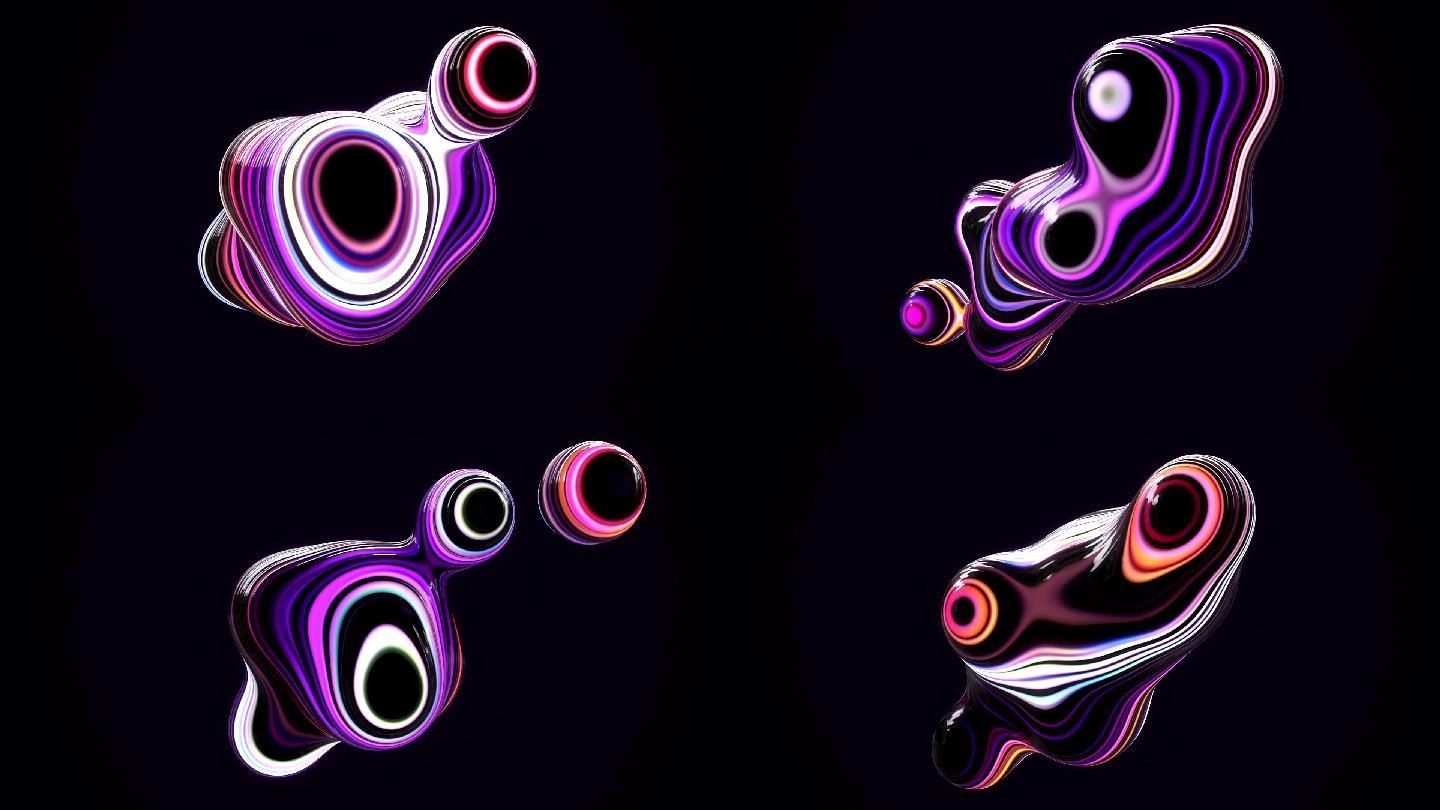 抽象紫色变形球特效视频