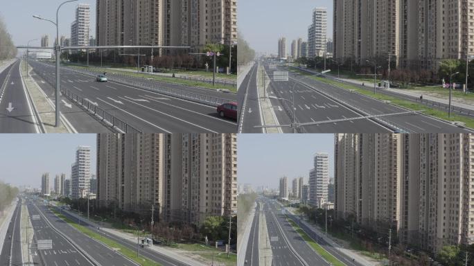 「有版权」航拍LOG疫情下的城市道路4K