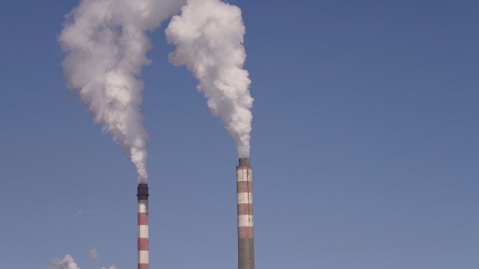 火力发电站烟筒浓烟温室效应排放物节能减排