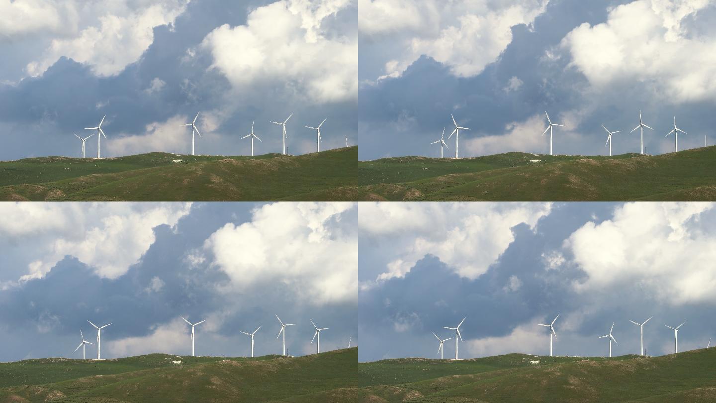 草原上风力发电场的鸟瞰图