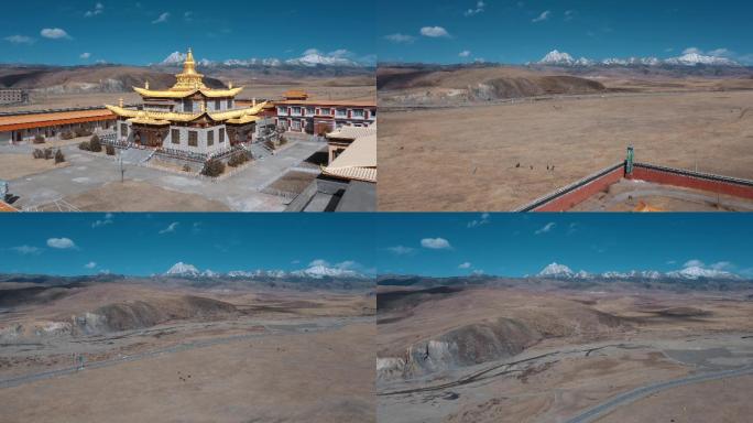 金顶寺庙视频西藏风光黄草地藏传佛教寺庙