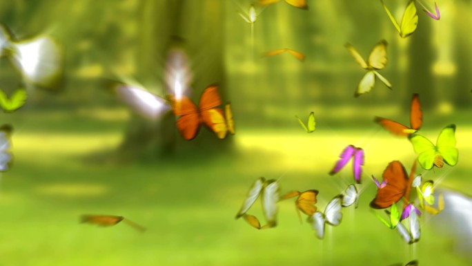 蝴蝶飞翔动画场景背景大自然自然森林丛林