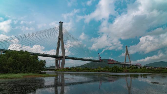 建设中的珠海洪鹤大桥延时4K
