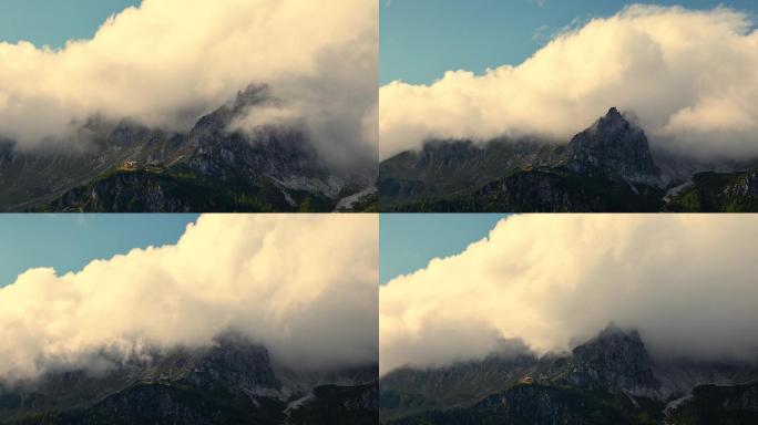 阿尔卑斯小屋上方云流