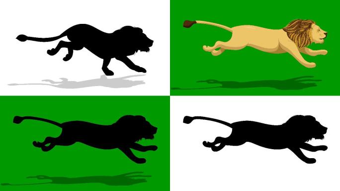 狮子奔跑动画抠像通道动漫