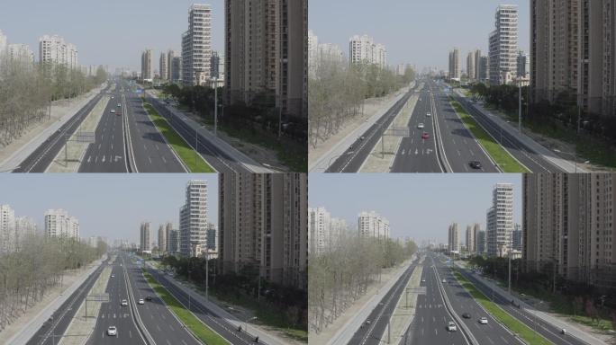 「有版权」航拍LOG疫情下的城市道路4K