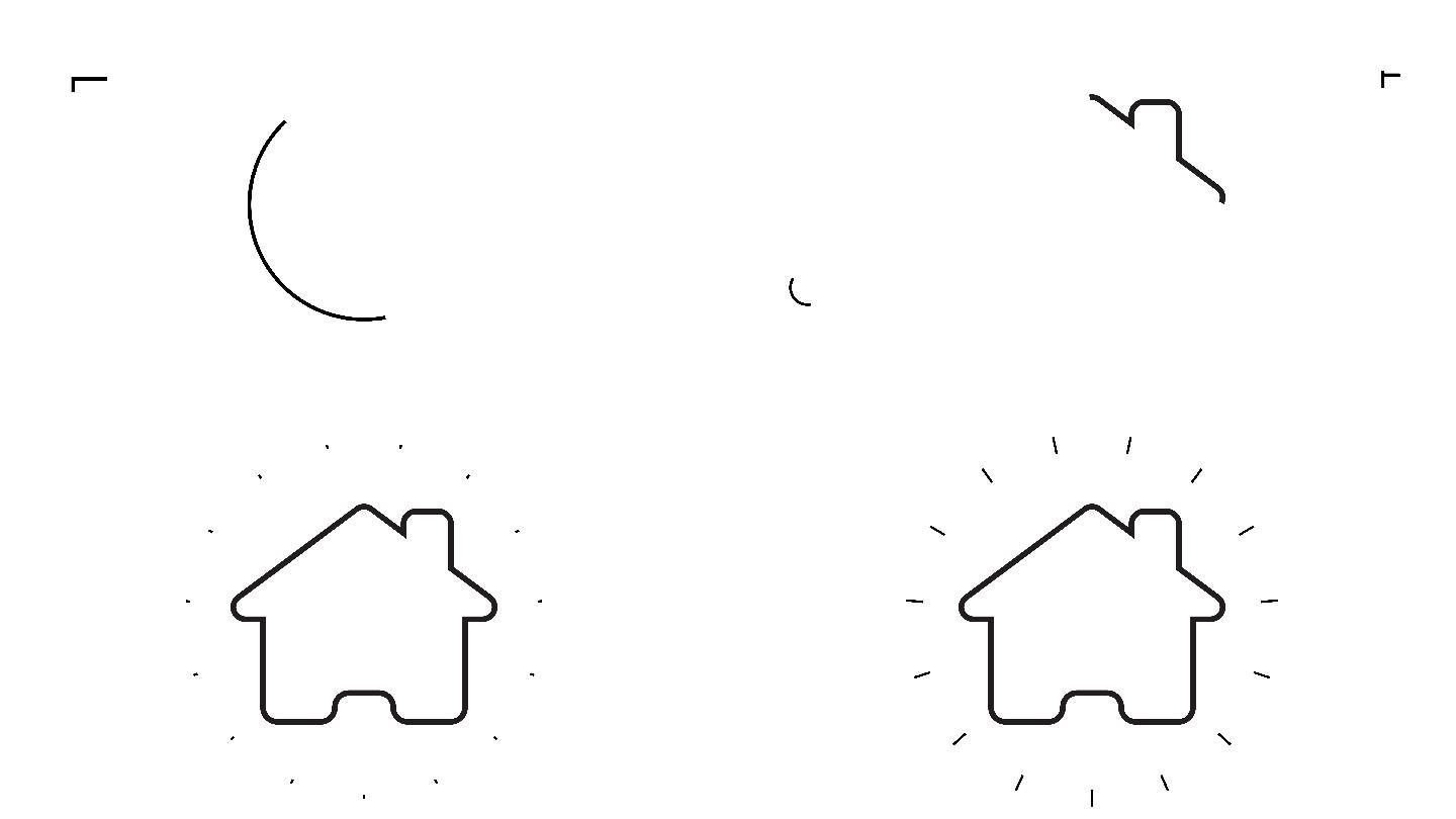 白色背景上的房子图标动画