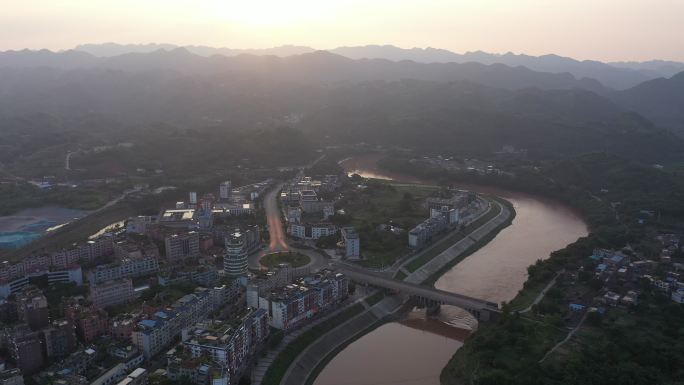 金沙江城市空镜 航拍