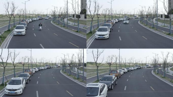 「有版权」航拍LOG车辆道路违章停车4K