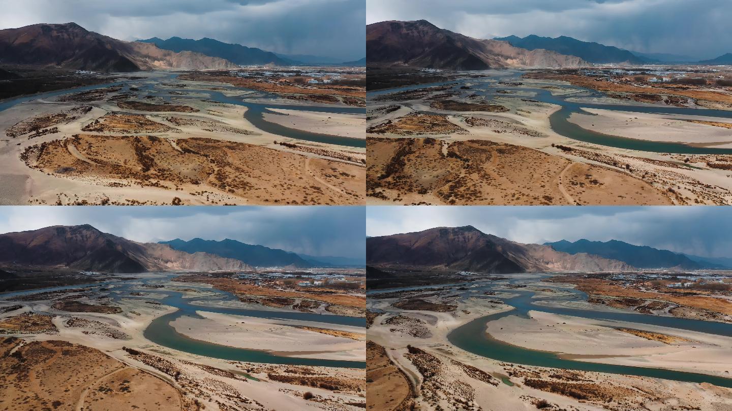 河流沙洲视频枯水期干旱季节青藏高原黄河源
