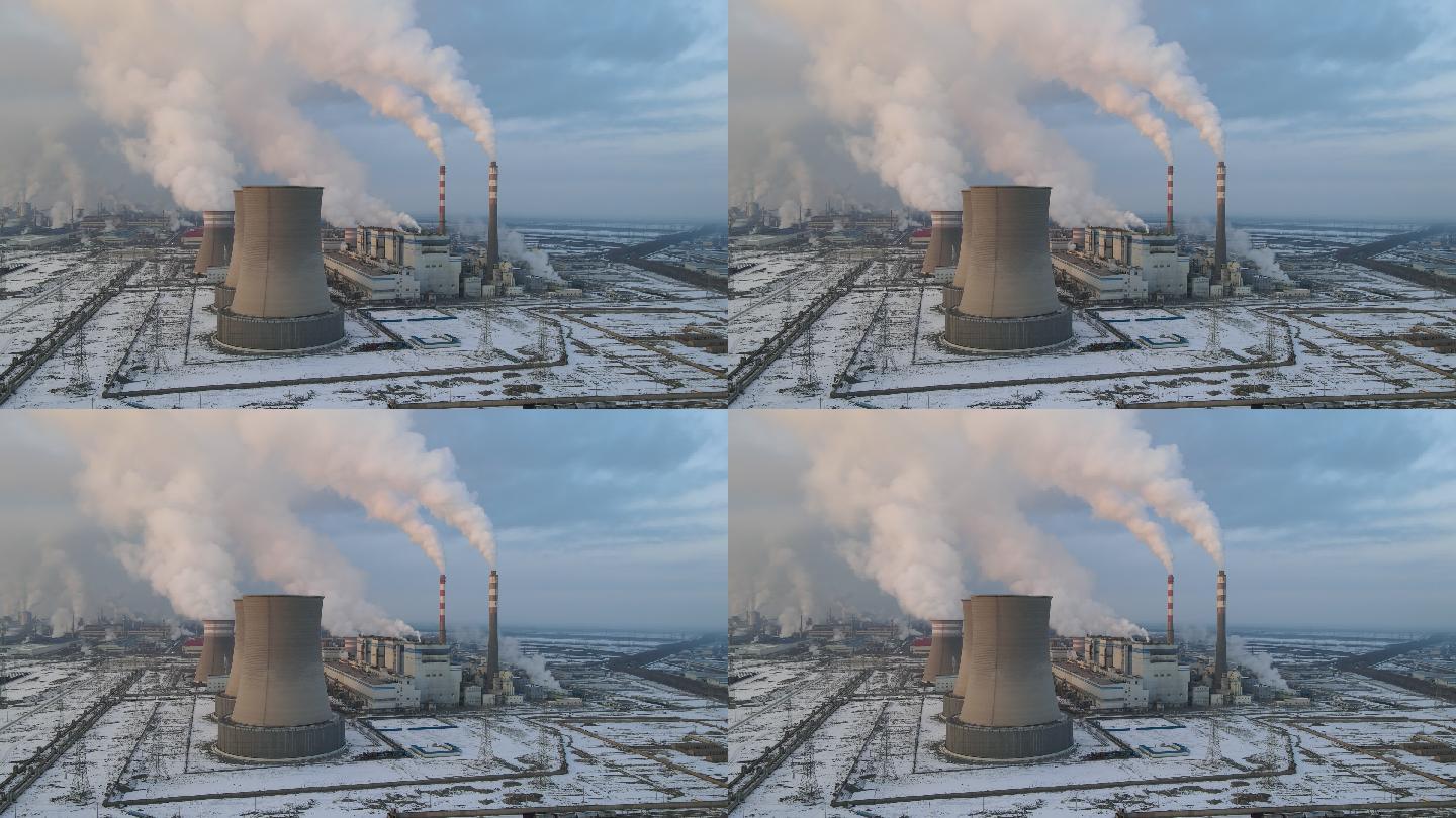 火力发电站鸟瞰图火力发电碳排放化工厂