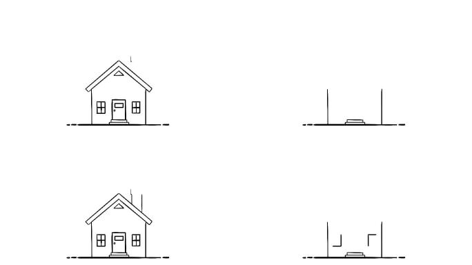 住房动画卡通平面房子绿色