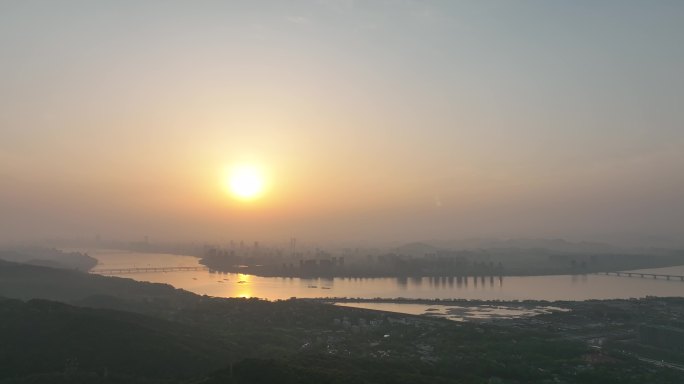 杭州钱塘江日出 全景