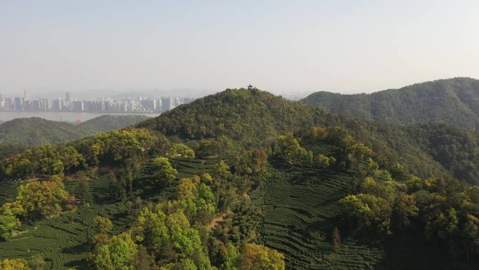 航拍浙江杭州西湖杨梅岭