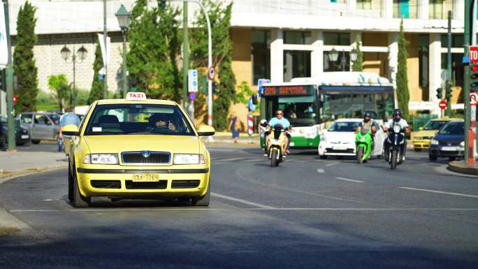 雅典城市街道车流 国外街道车流