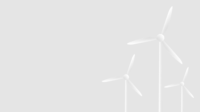 灰色背景上的风力涡轮机动画