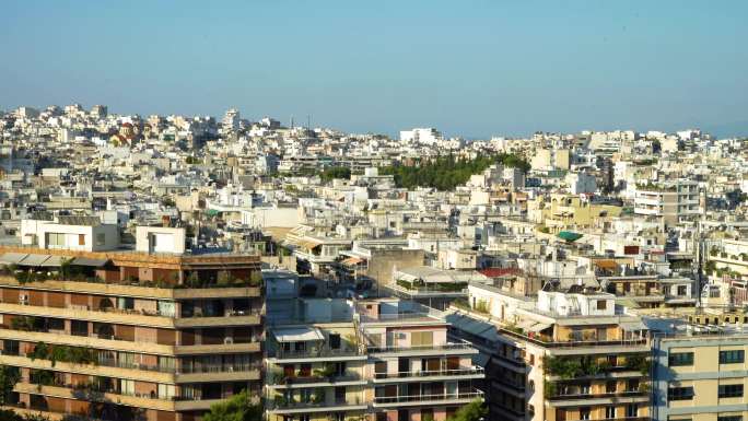 雅典城市空镜航拍 车流 国外风光