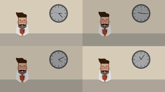 商人日夜使用智能手机动画