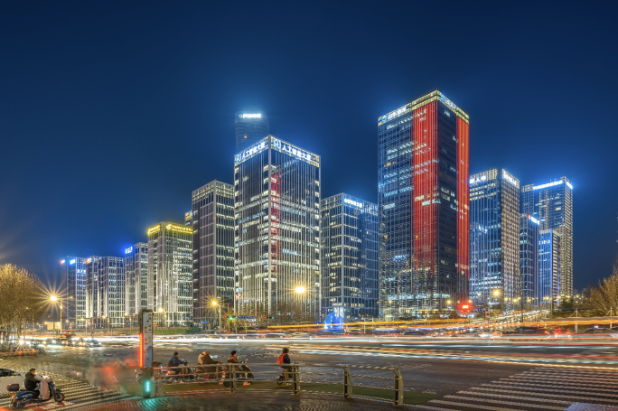 8k济南汉峪金谷日转夜延时摄影车流夜景