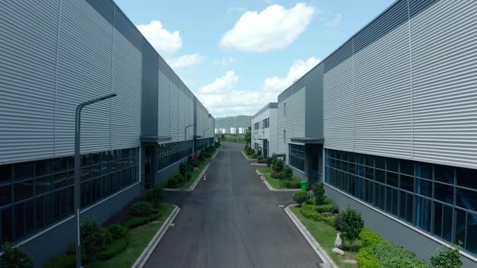 4K现代化生产工厂外立面整洁干净科技环保
