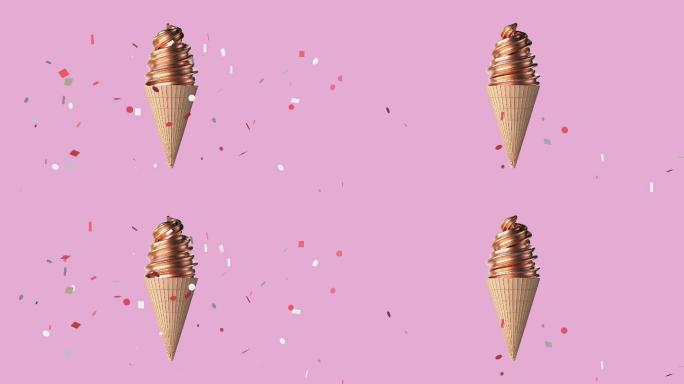 冰淇淋动画甜筒抛洒庆祝广告
