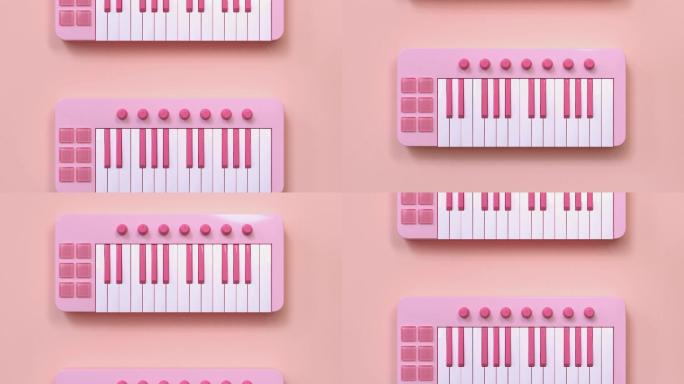 粉色迷你键盘钢琴卡通风格