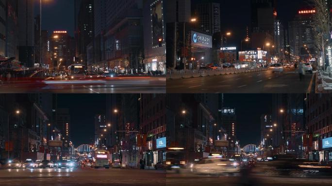 沈阳街道夜晚延时