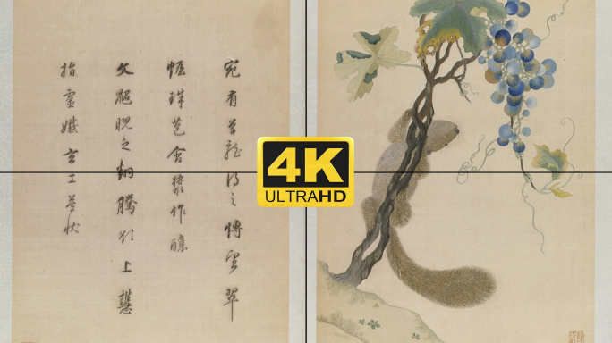 韩希孟 葡萄松鼠图