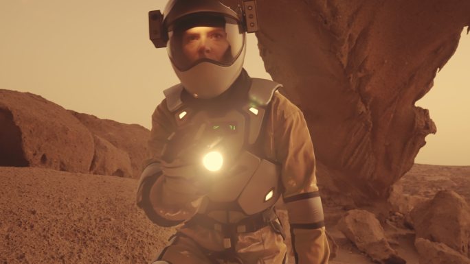 探索火星表面的宇航员