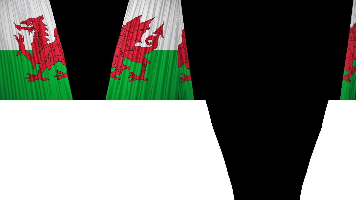 威尔士国旗窗帘布视频素材动态纹理抽象概念