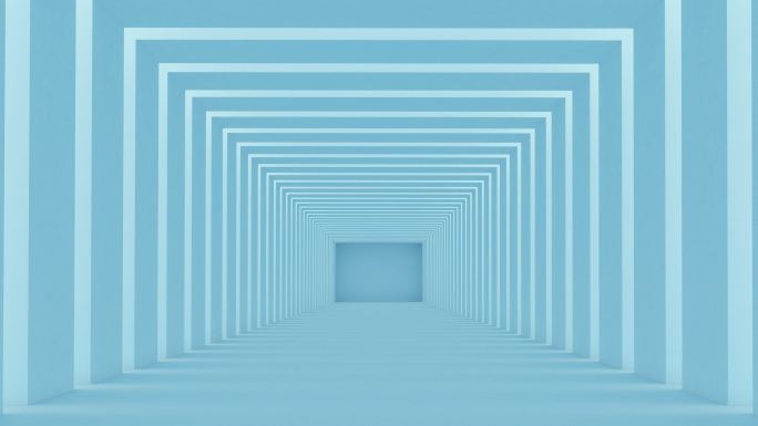 蓝色隧道空间穿梭矩形穿越方形矩阵