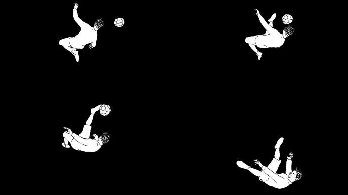 用脚踢进一个球的动作捕捉动画。