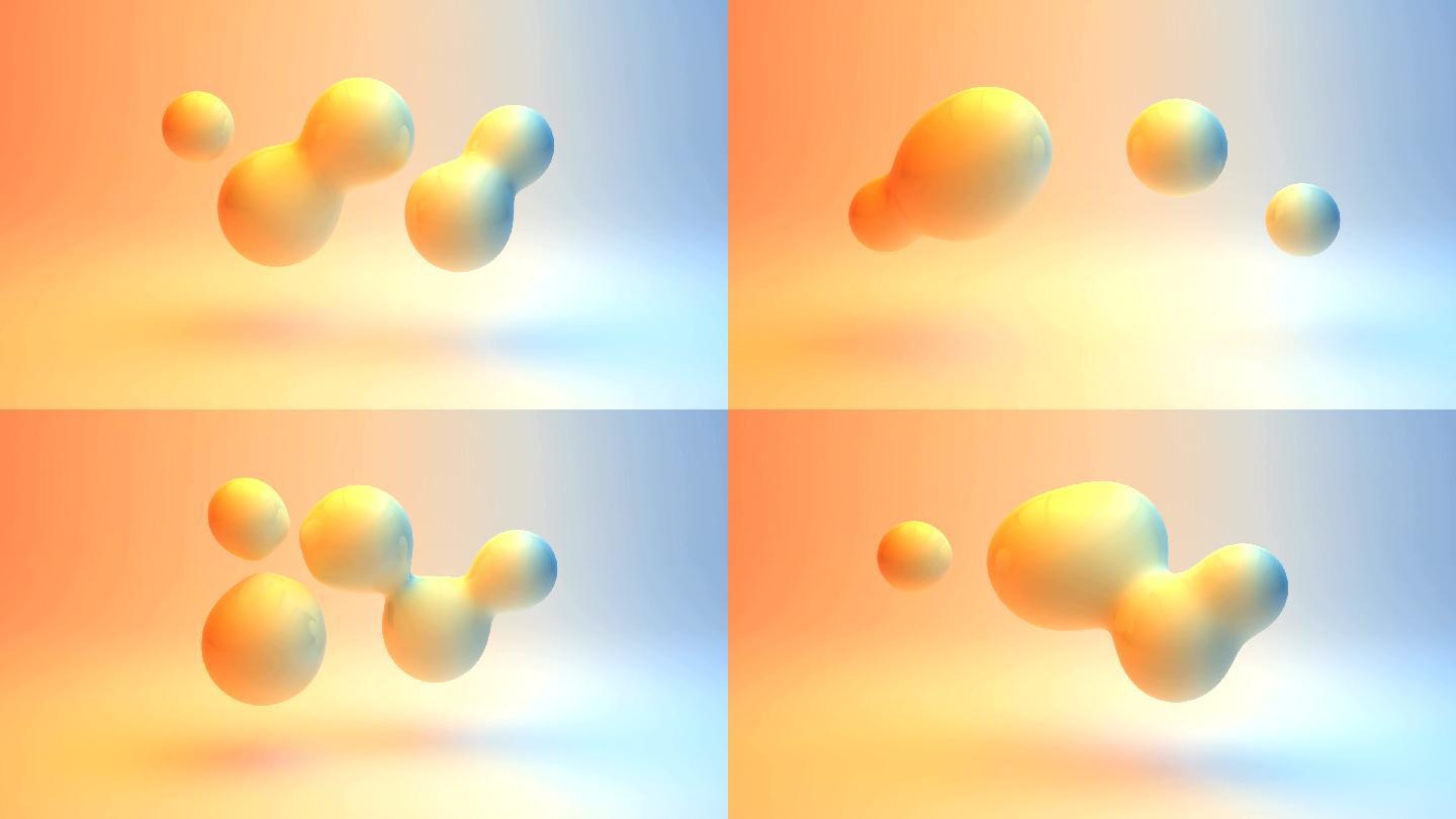 彩色滴动画Q弹性圆球立体三维动画特效抽象