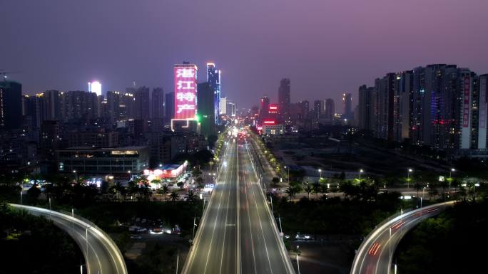 4K湛江夜景航拍延时