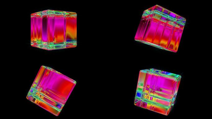 玻璃立方体环三维方块三维四方体几何体
