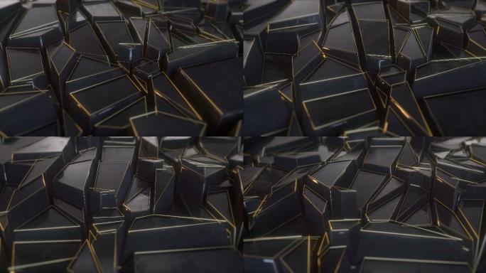 抽象多边形金属黑色动画4k
