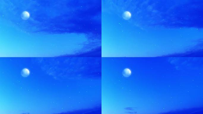 【HD天空】白色月亮梦幻星空月球满月蓝云