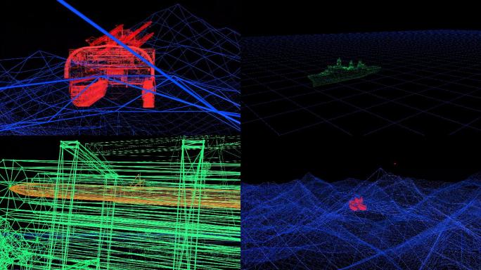 抽象背景军事地图全息投影军事基地山体掩护