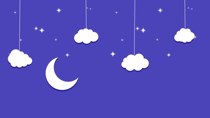 蓝色背景上的云月动画