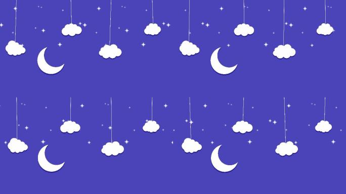 蓝色背景上的云月动画