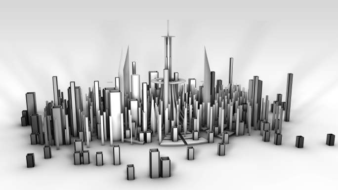 建筑城市设计动画金属3D创意沙盘钢铁建设