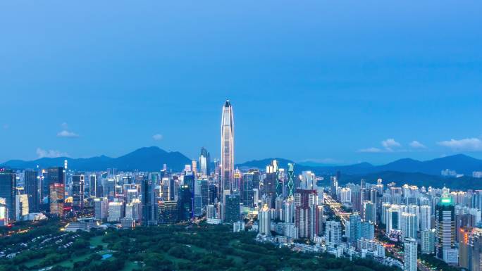 【4K正版素材】深圳福田CBD夜景延时