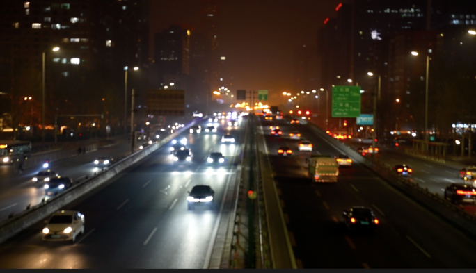 北京夜景 CBD 城市交通 车流夜景