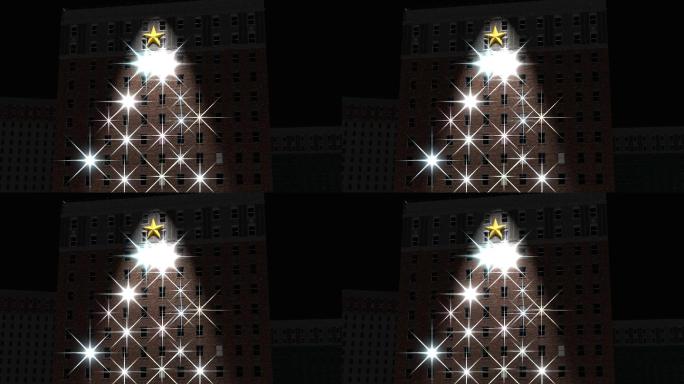 建筑物的灯光圣诞树